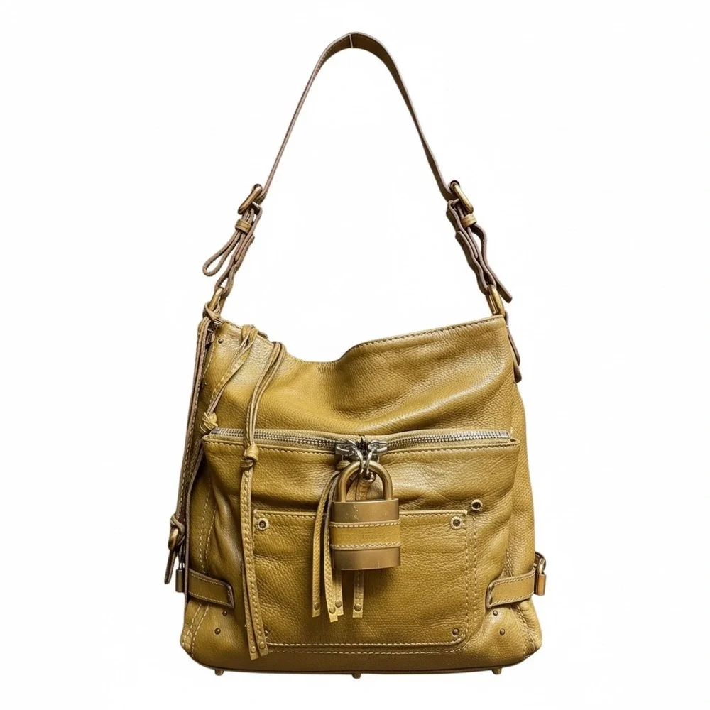 Chloé Paddington Hobo Tan Grained Leather Padlock Shoulder Bag Vintage Y2K